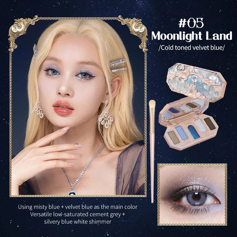 Flower Knows Moonlight Mermaid Eyeshadow Delicate Matte Glow Shimmer Chameleon Waterproof 5 Color Glitter Eye Shadow Palette Good Vibrations
