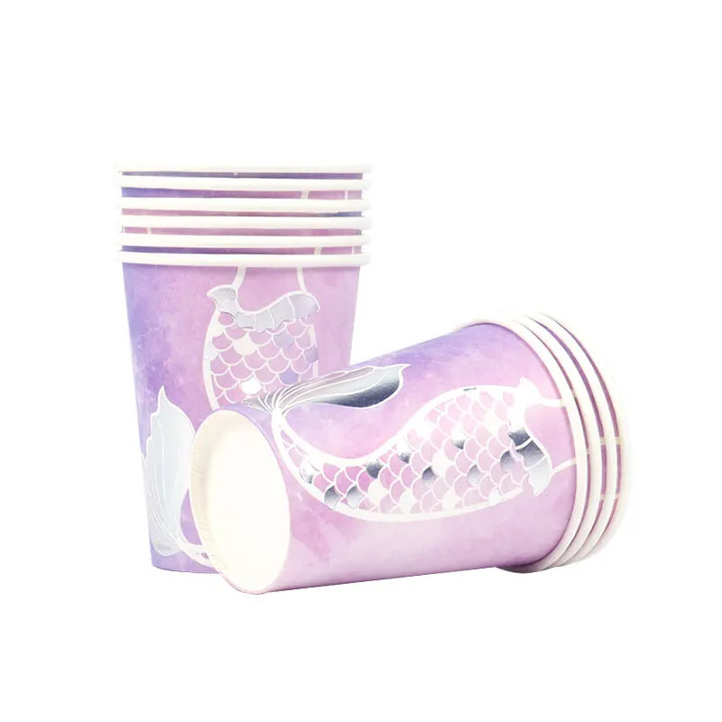 Mermaid Party Decorations Supplies Mermaid Disposable Plates Cup Napkins Set for Girls Baby Shower Mermaids Princess Birthday Good Vibrations