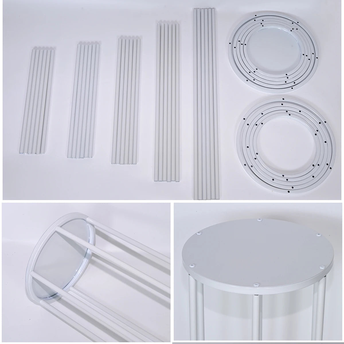 White Cylinders Cake Table Party Wedding Decoration Cylindrical Cloth Cover Stand Dessert Bar Photograph Background Good Vibrations