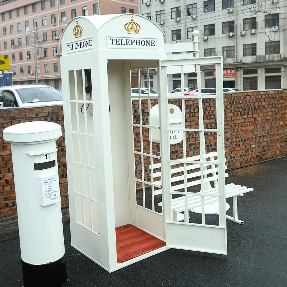 Wholesale Wedding Prop Photo Booth Flower Decoration Metal London Style Pink Telephone Booth Good Vibrations
