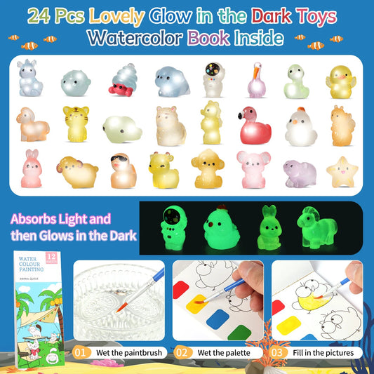 Bath Bombs for Kids with Toy Inside, 24 Pcs Natrual and Organic Bubble Bath Bombs with Glow-in-The-Dark Surprise Inside Good Vibrations