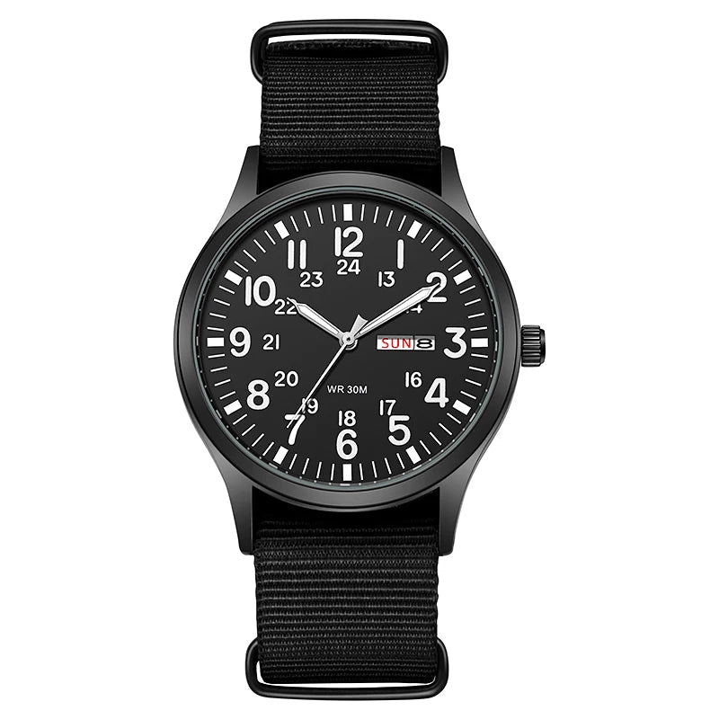 2024 TPW Field Watch Easy Reading Fabric Strap 24 Hours Display Quartz Movement Good Vibrations