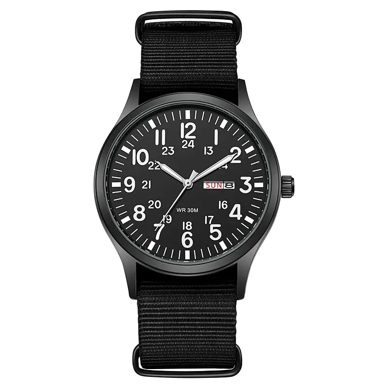 2024 TPW Field Watch Easy Reading Fabric Strap 24 Hours Display Quartz Movement Good Vibrations