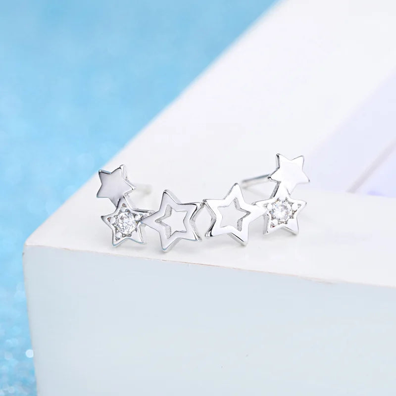 Real 925 Sterling Silver Jewelry Sets for Women Charm Star Pendant Necklace Earrings Set Fashion Party Jewelry Gift Wholesale Good Vibrations