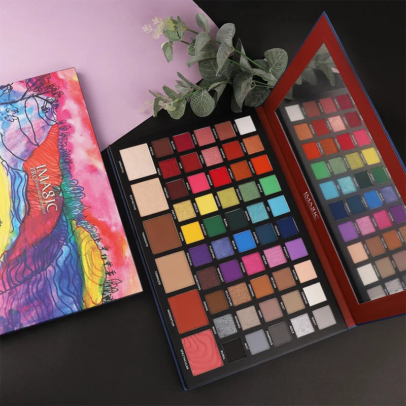 IMAGIC 56 Color Eyeshadow Palette 4in1 Highlight Contour Blush Eye Shadow Make UpWaterproof Long Lasting Good Vibrations