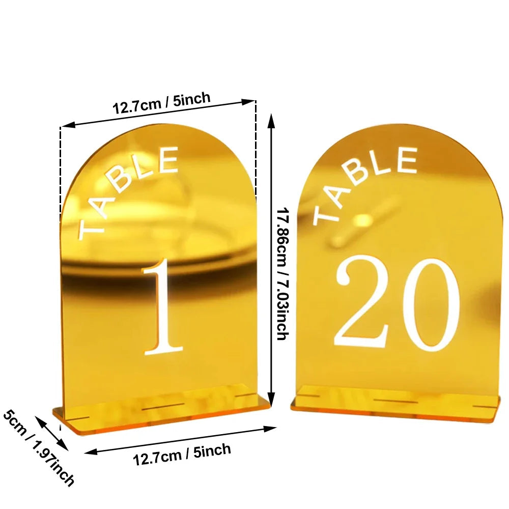 Wedding Table Numbers - Clear and Gold Mirror Acrylic Signs - Gold Wedding Table Signs - Wedding Table Decor Good Vibrations