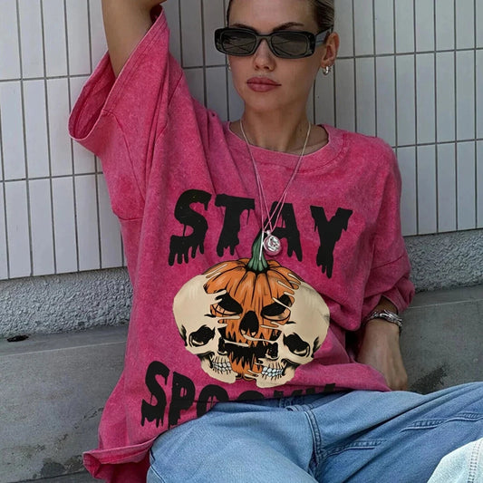 Neutral Style Retro Outfit T-Shirt Pure Cotton High Quality Pumpkin Letter Graphic Printing Fashion Trend Loose Short Sleeves Good Vibrations