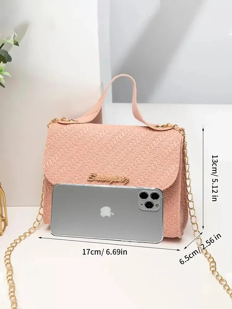 Embossing Chain Square Bag PU Leather Large Capacity Shoulder Crossbody Cell Phone Bag for Women purses and handbags Good Vibrations