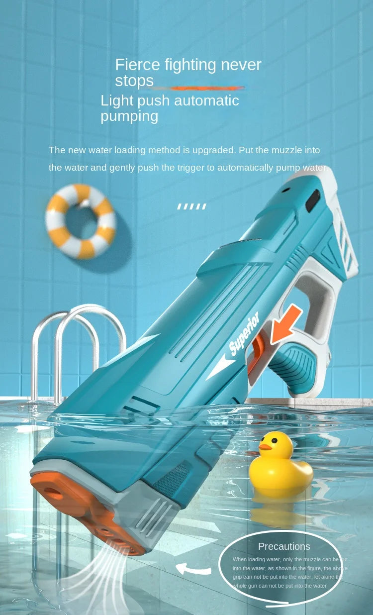 New Water Gun Electric Full Continuous Firing Toy Summer Beach Pool Water Toy Gun Fully Automatic Water Absorption Toys for Kids Good Vibrations