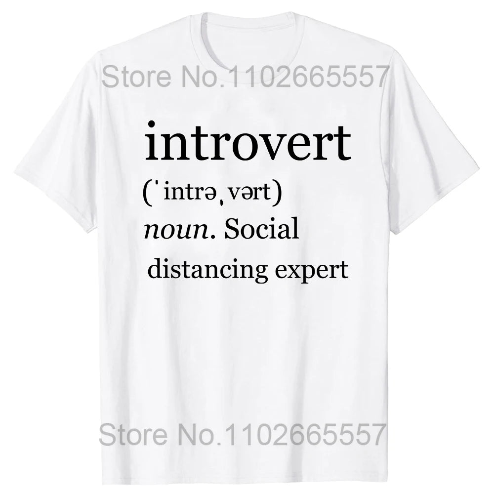 Introvert Logo T Shirt Funny Humor Introvers Joke T Shirts Summer Cotton Streetwear Humor Quotes Christmas Gifts T-shirt Good Vibrations