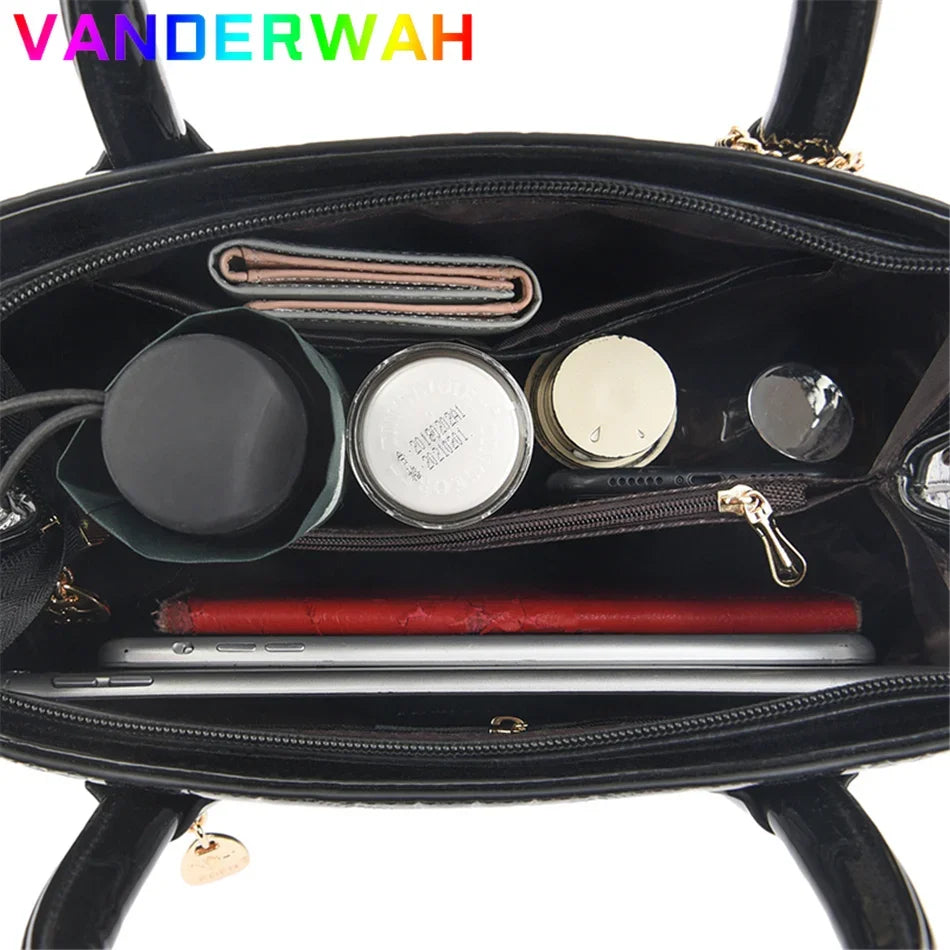 Luxury Patent Leather Crossbody Bags Women Crocodile Pattern Sac 2024 Large Capacity Ladies Shoulder Tote Bags Designer Purse Good Vibrations