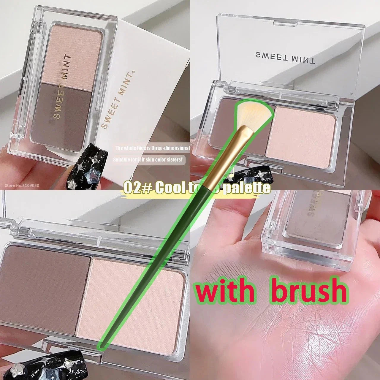 2 Color Tone Shading Shadow Powder Palette Contouring Highlighting&Bronzer Brighten Contour Three-dimensional Nose Makeup 쉐딩 팔레트 Good Vibrations