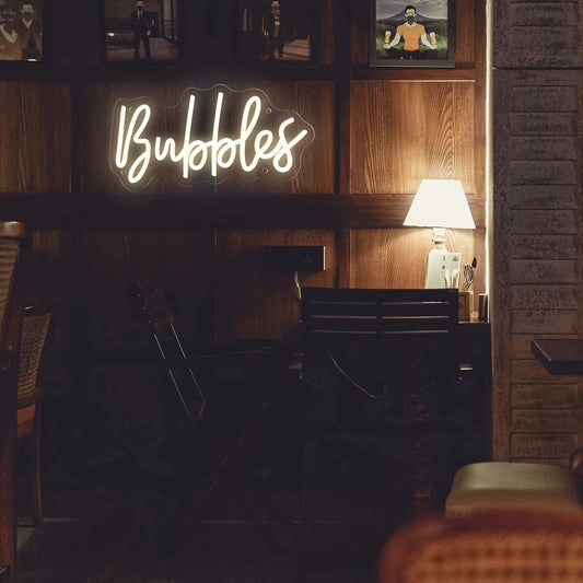 Bubbles LED Neon Sign Light,Bubbles Light, Champagne Wall Party Decor, For Wedding Backdrop Birthday Christmas Party Decor Good Vibrations