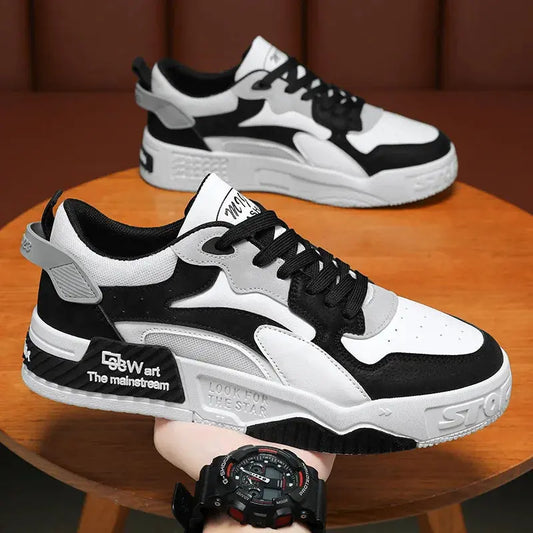 New Autumn Men's Sneakers Men's Comfortable Platform Shoes- Lace-up Vulcanized Shoes White Casual Sneakers Zapatillas Good Vibrations