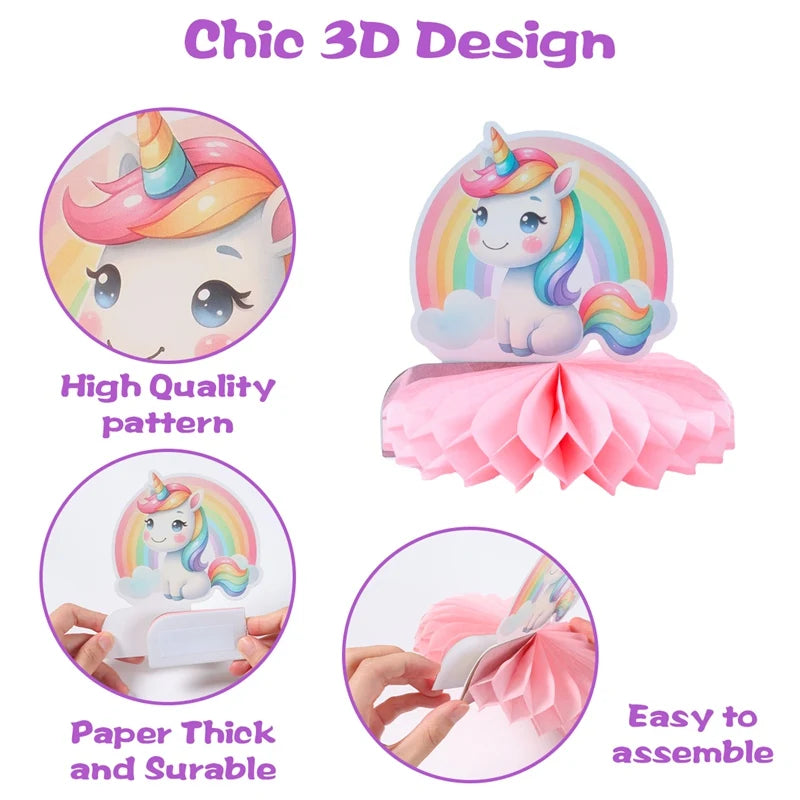 Rainbow Unicorn Honeycomb Ornament Set Rainbow Unicorn Birthday Party Decoration Kids Baby Shower Birthday Party Supplies Good Vibrations