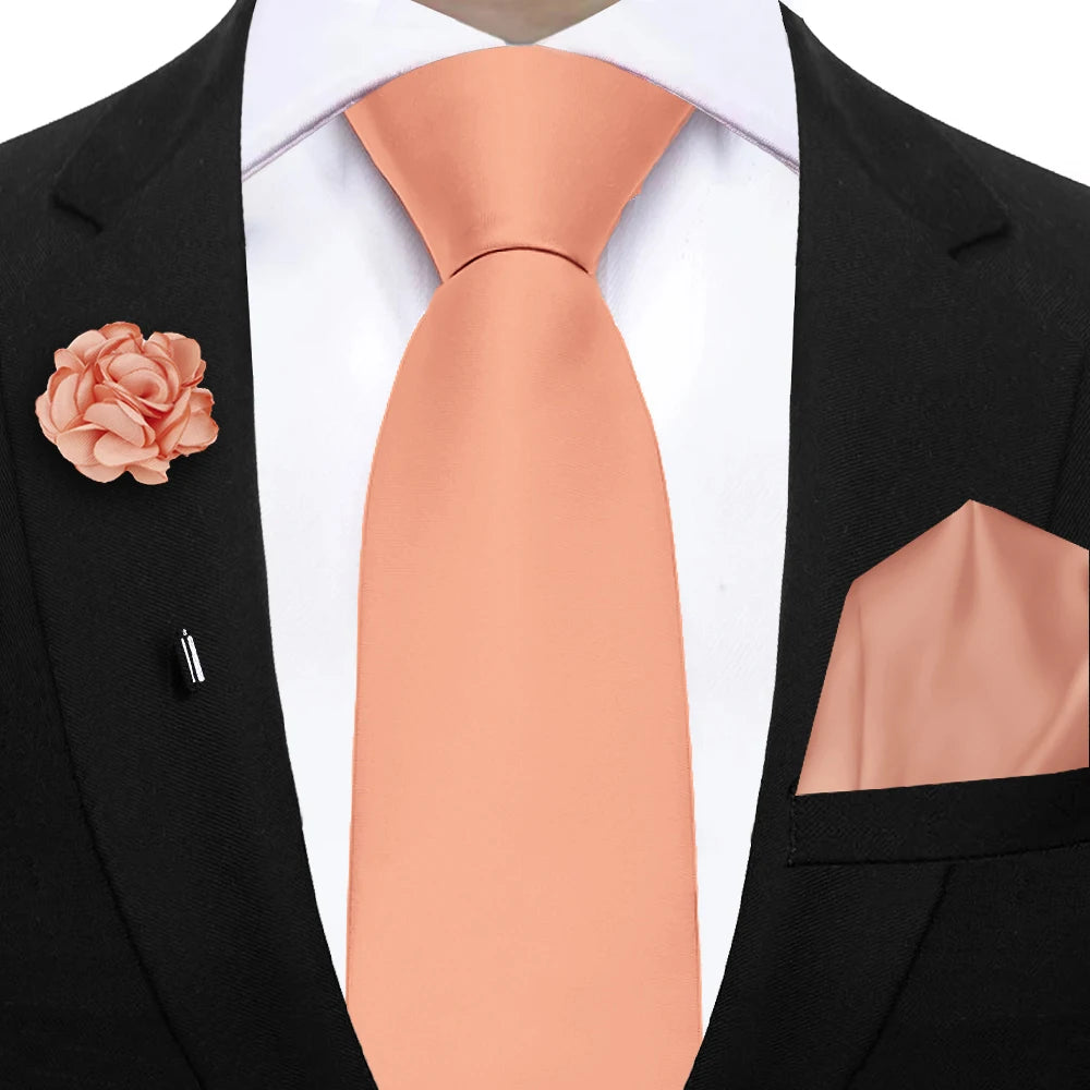 Mens Ties Set Sage Green Pink Grey Brown NeckTie Pocket Square Brooch Wedding Tie Suit Accessories Fit Group Holiday Party