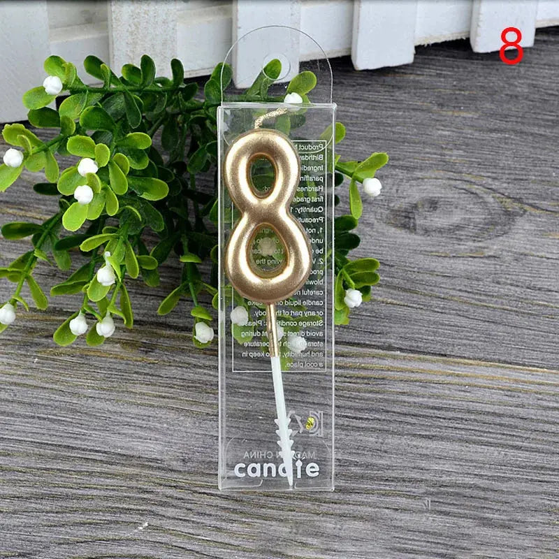 1Pcs Gold Happy Birthday Number Cake Candles 0 1 2 3 4 5 6 7 8 9 Cake Topper Kids Girls Boys Bar Baby Party Supplies Decoration Good Vibrations