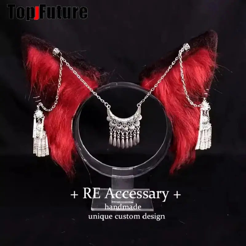 Harajuku Halloween Gothic Punk LolitaWomen Cosplay Animal Wolf Ears Headdress Plush Hairband Furry Lolita Headband Anime GOOD Vibrations