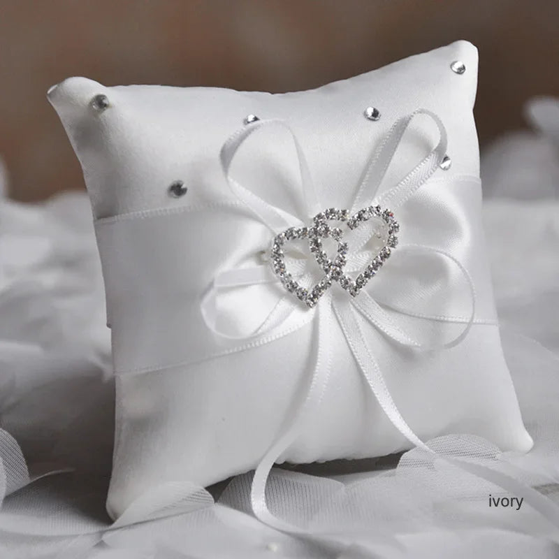 Pocket Ring Decoration Ribbon Pearls Ring Pillow Bridal Wedding Ceremony Pocket Ring Pillow Cushion Bearer with Ribbons Good Vibrations