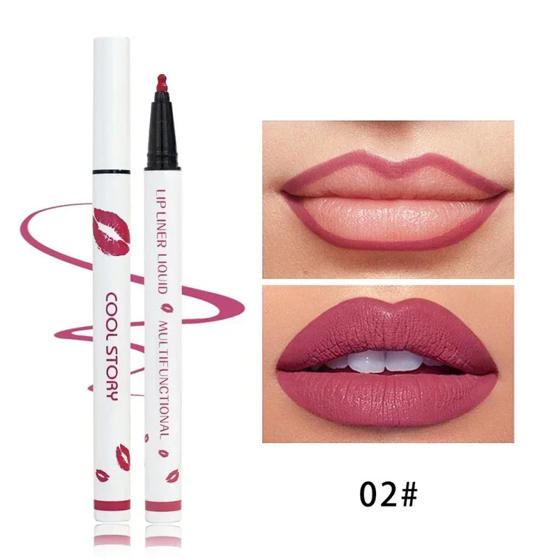 Matte Soft Lip Liner Liquid Lipliner Pencil Long Lasting Lips Cosmetic Tool Stick Quick Drying Smudge Proof Natural Lipstick Pen Good Vibrations