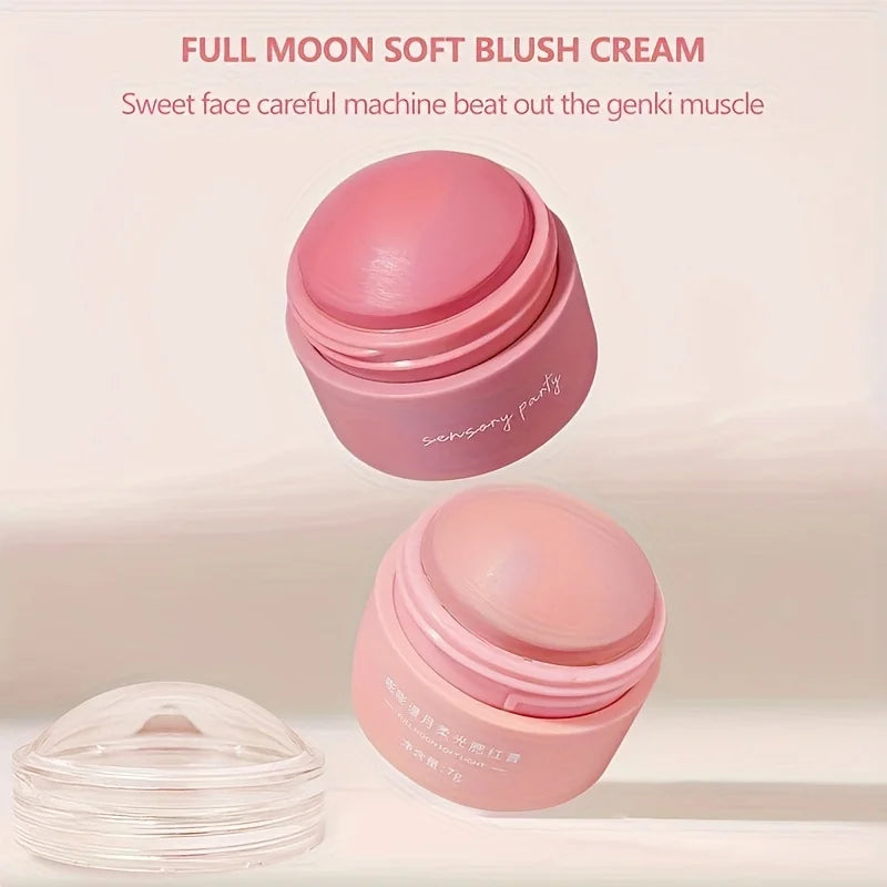 Cream blush ball,High-Pigment Formula,Semi-Matte & Powder Finish,Blendable Color blush Highlight stick for Eyes,Lips&Cheeks Good Vibrations