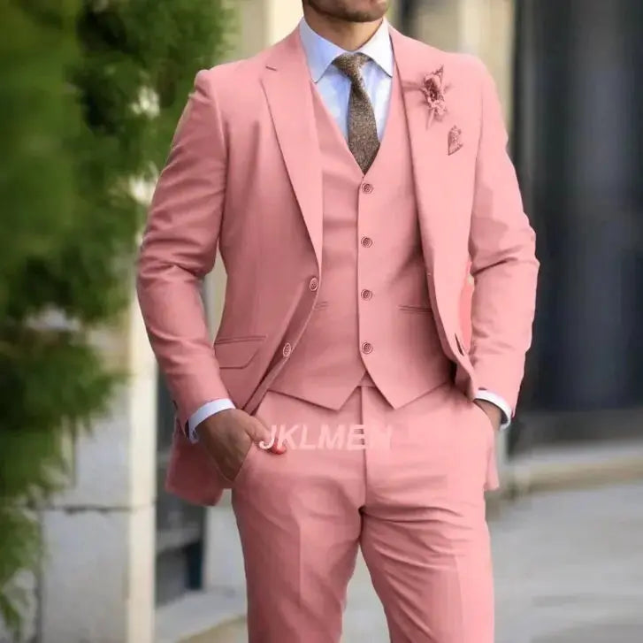 Classic Men Suit 3 Pieces Fashion Slim Fit Blazer Vest Pants Set Formal Business Wedding Tuxedos for Men Casual Clothing Good Vibrations