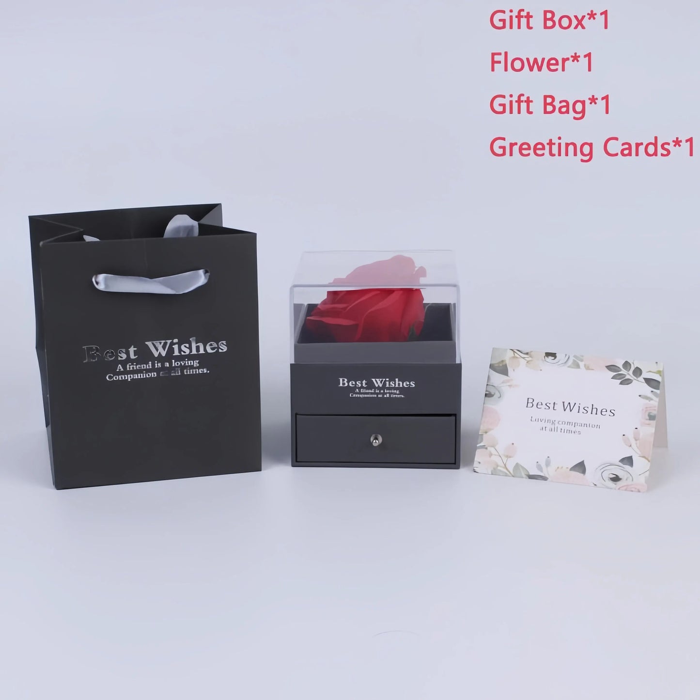 Women's Holiday Gifts Eternal Red Rose With Heart Necklace Flower Lipstick Gift For Mom Girlfriend Birthday From Daughter Sons Good Vibrations