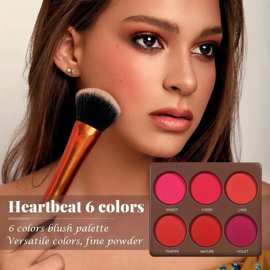 6 Colors Waterproof Matte Blush Palette Medium Buildable Coverage Long-Lasting Natural Finish Suitable for All Skin Types Good Vibrations