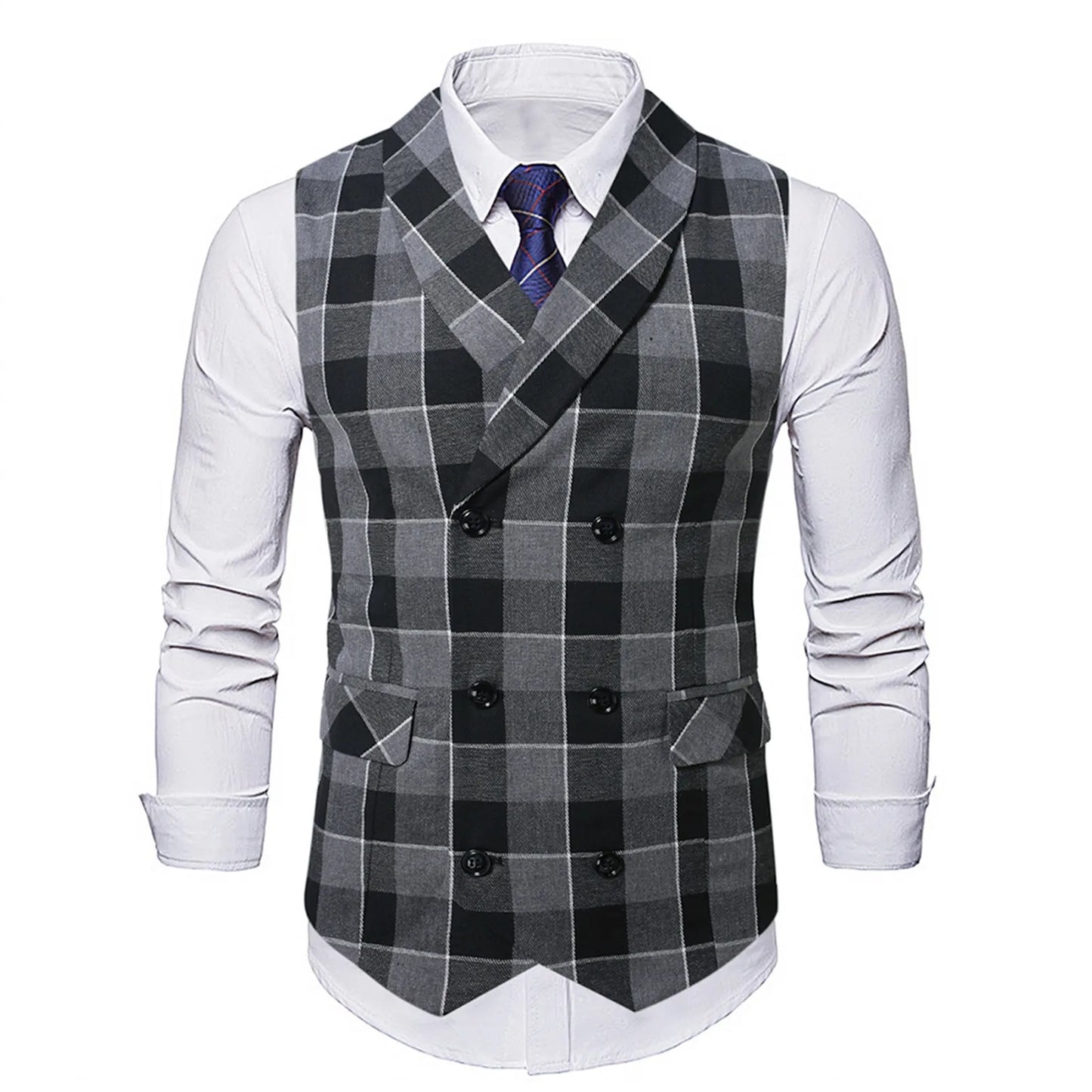 2025 Men's Spring Casual Single Button Suit Vest V Neck New Style British Men's Suit Vest Waistcoat Formal Business Suit Vest