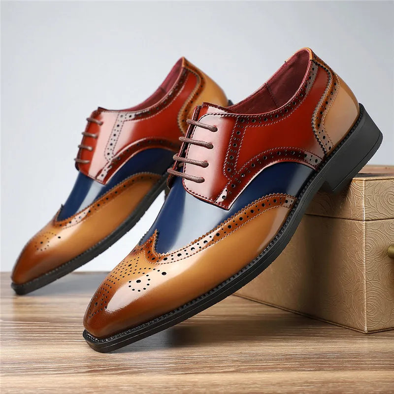 Fashion New Men's Pointed Green White Casual Brogues Oxford Shoes Male Wedding Dress Homecoming Formal Wedding Formal Footwear Good Vibrations