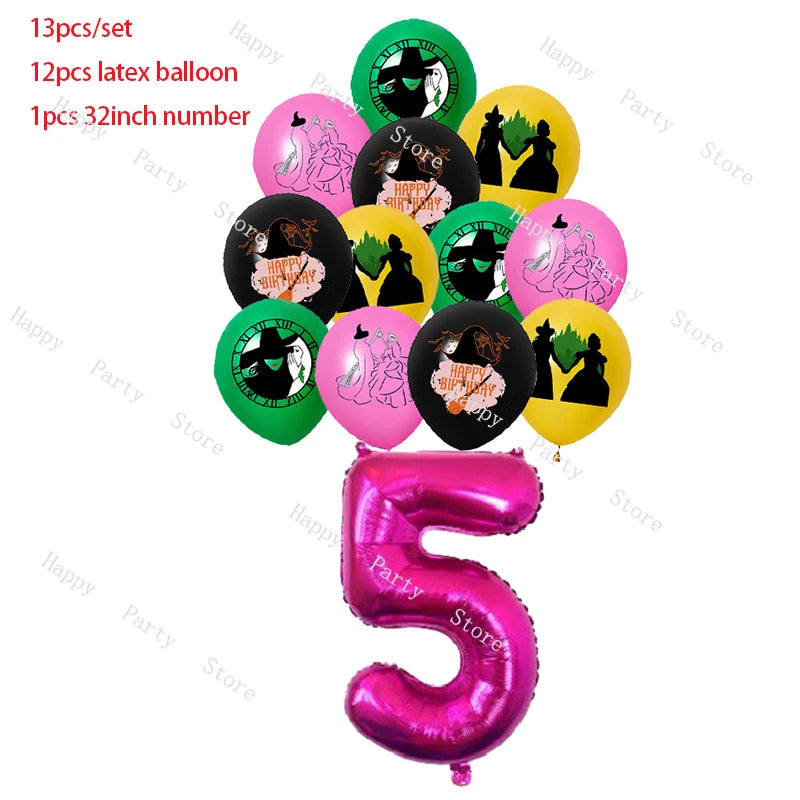 Wicked Birthday Party Decoration Magic Witch Balloon Backdrop Tableware Split Sales Wicked Birthday Party Supplies Good Vibrations