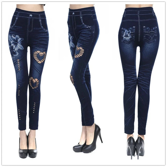Hot Sexy Women Jean Skinny Jeggings Pants high waist leggings female print ankle-length Slim Legging Fitness Plus Size Good Vibrations