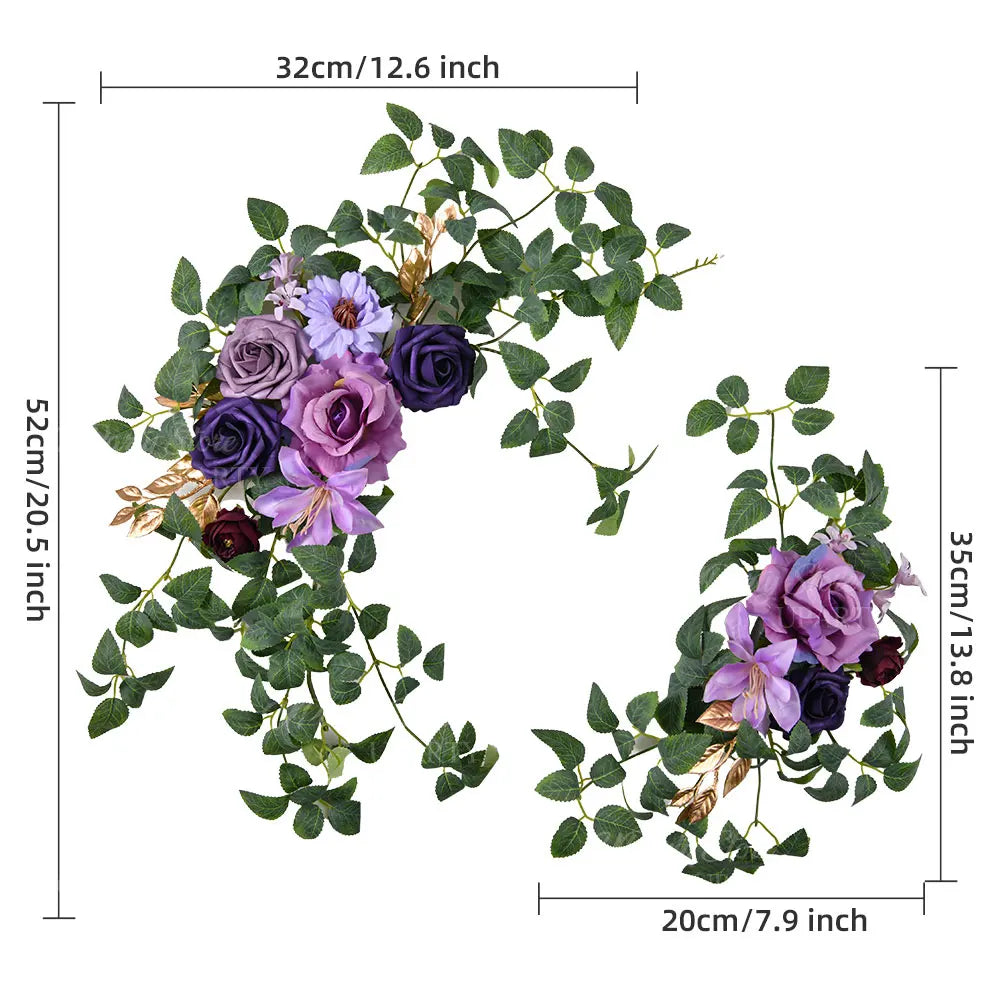 2pcs Wedding Arch Flowers Artificial Flowers Floral Garland for Bridal Shower Ceremony Welcome Sign Backdrop Stand Decorations Good Vibrations