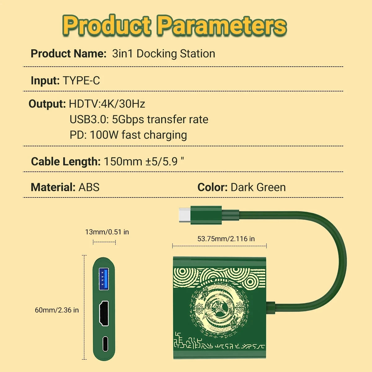 4K Switch TV Docking Station 3 In 1 USB-C Game Hub With USB3.0 HDMI PD 100W For Laptop ,Switch/Switch OLED,Mobile Phone Good Vibrations