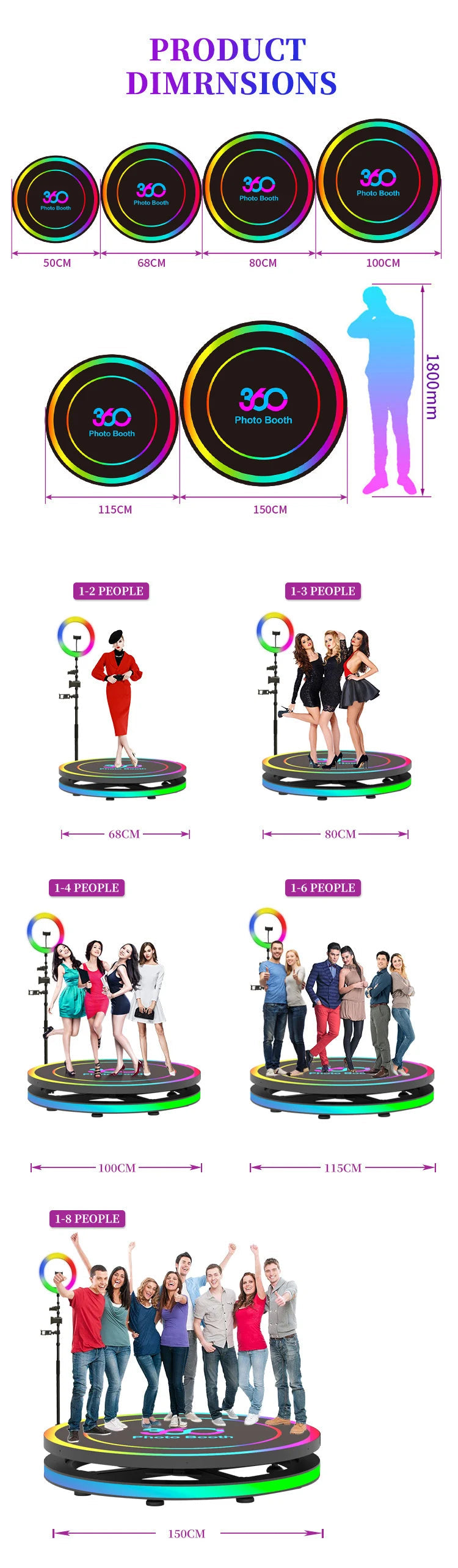 High Quality Rotating Photo Booth Video Camera Portable 360 Degree Photo Booth for Wedding Party Good Vibrations