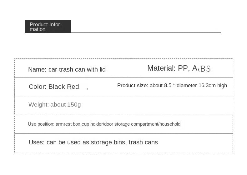 Universal Car Trash Bin Can Mini Auto Dust Organizer Car Interior Rubbish Bag Garbage Container Storage Box Bucket Auto Accessor Good Vibrations