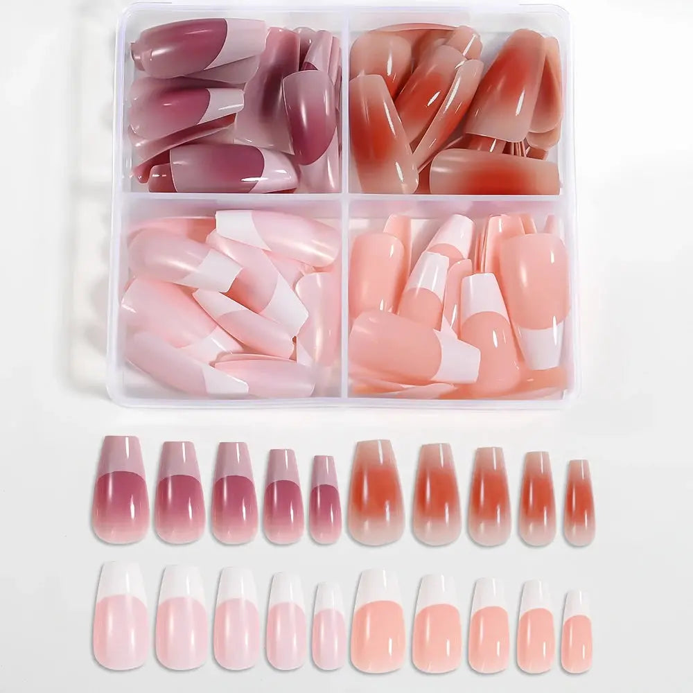 96Pcs Halloween Press on Nails Almond & Coffin Blood Red Nails with Skeleton Fake Nails Design Full Cover Artificial False Nails Good Vibrations