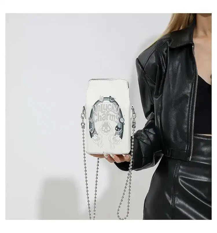 Printed Graffiti Small Square Bag Fashion Cool Crossbody Bag Funny Box Shoulder Bag For Girls Good Vibrations