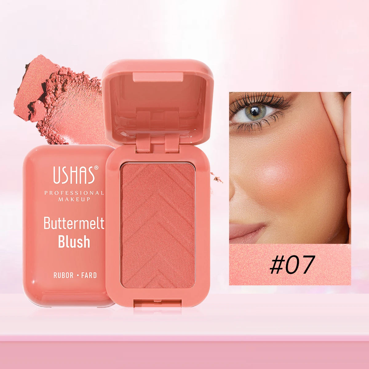 USAHS 7 Color Butter Blush Matte Long-Lasting Waterproof Blusher Natural Facial Contouring Cosmetics Good Vibrations