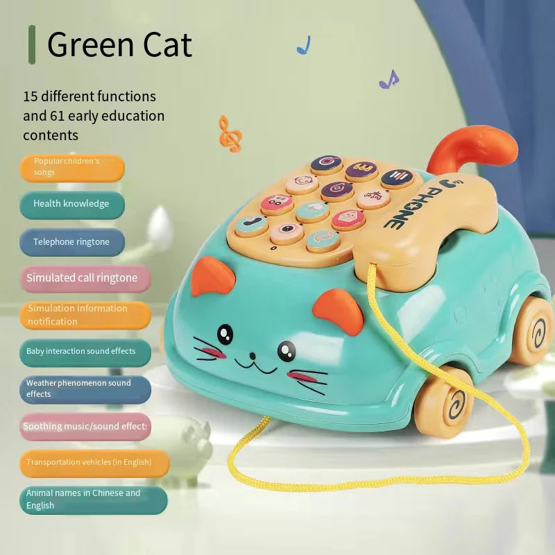 Baby Storyteller Electric Toy Children's Educational Early Learning Simulated Telephone Car Model with Light Music Good Vibrations