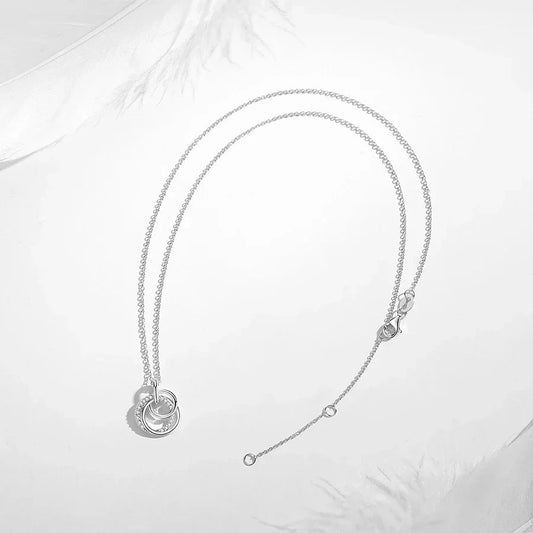 Kaletine Authentic 925 Sterling Silver Family Always Encircled Infinity Necklace with Crystal for Women Jewelry Gift Good Vibrations