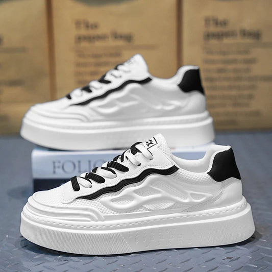 Fashion White Sports Shoes Men Casual Shoes Thick Soles Versatile Breathable Students Shoes Lightweight Sneakers Tennis Shoes Good Vibrations