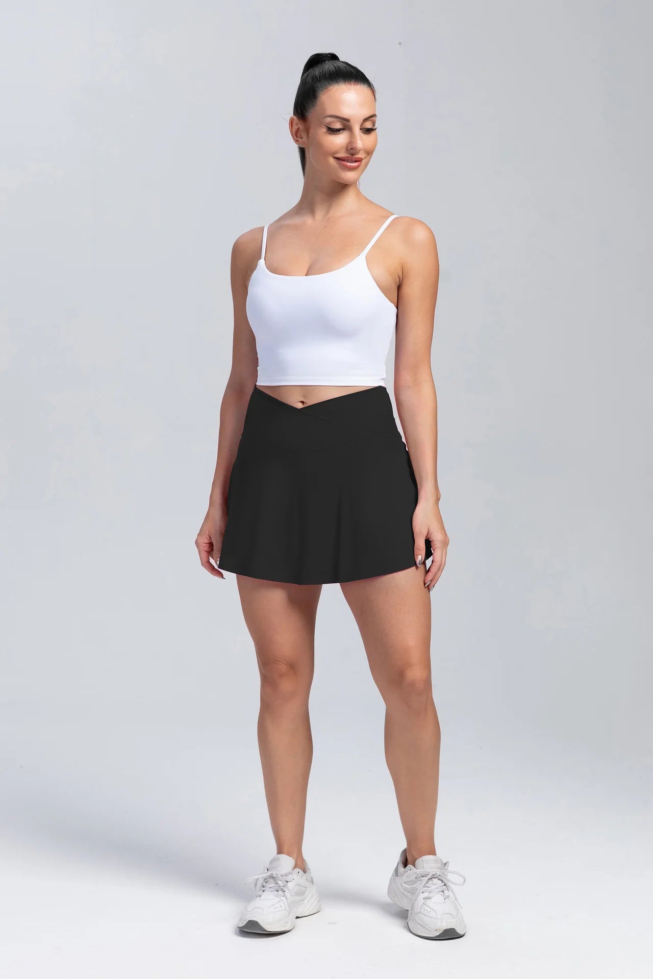 Women Pleated Tennis Skirt With Pockets Shorts Athletic Skirts Crossover Breathable Athletic Golf Skorts Workout Sports Skirts Good Vibrations