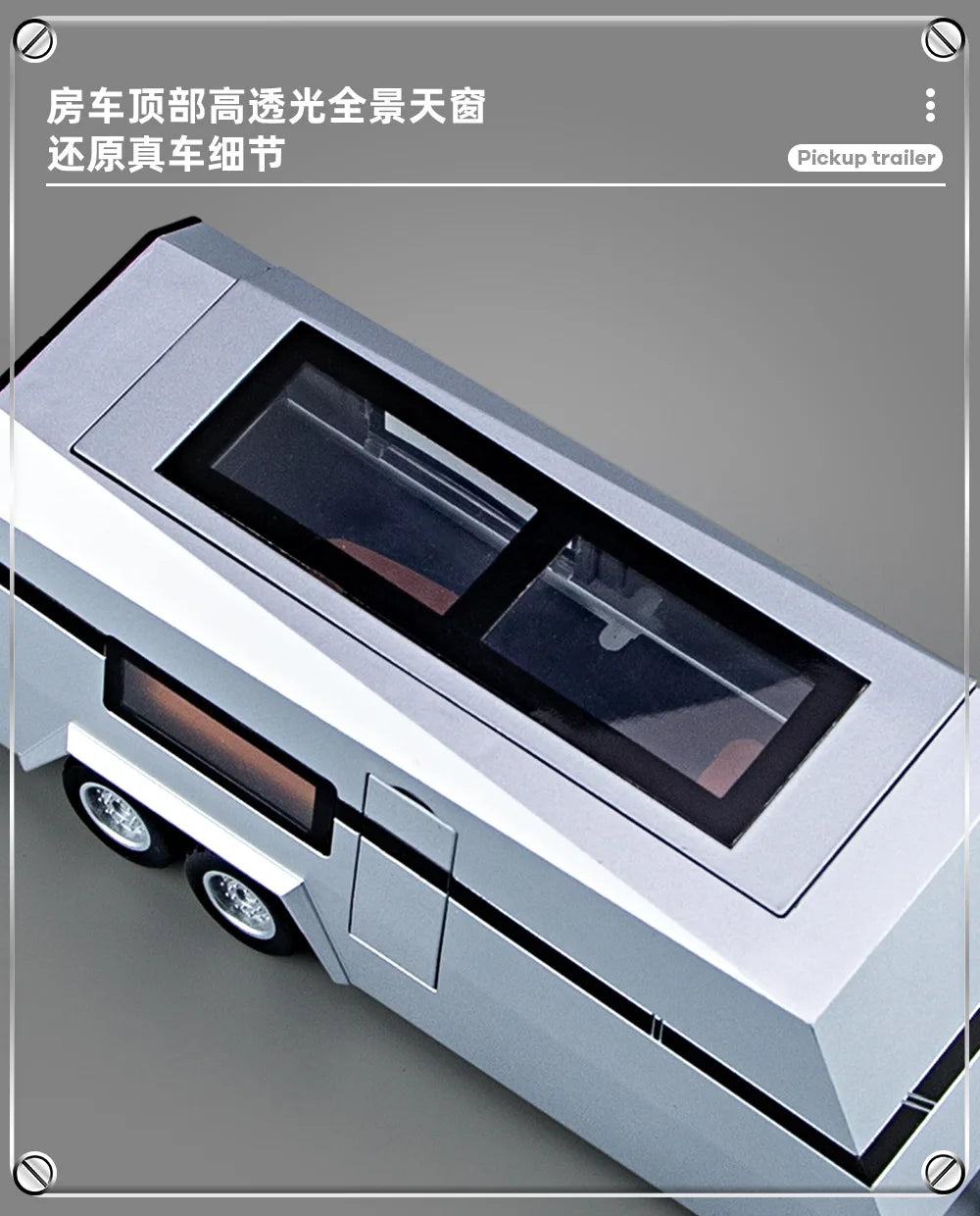 1:32 Toy Trucks for Boys Cybertruck Model Silver Pickup Truck Diecast Metal Toy Cars with Sound and Light for Kids Good Vibrations
