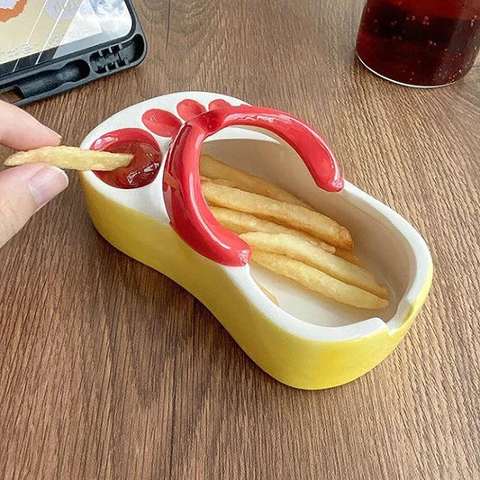 Lovely Flip Flops Ketchup Soy Sauce Dipper Portable Ceramic Salad Saucer Dipping Bowl Cute Mini Snacks Plate Seasoning Container Good Vibrations