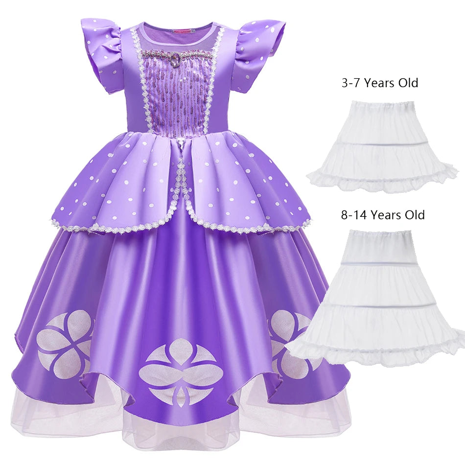 Girls Sofia Princess Dress Birthday Party Costume Kids Summer Purple Sophia Vestido Baby Halloween Cosplay Luxury Gown Good Vibrations