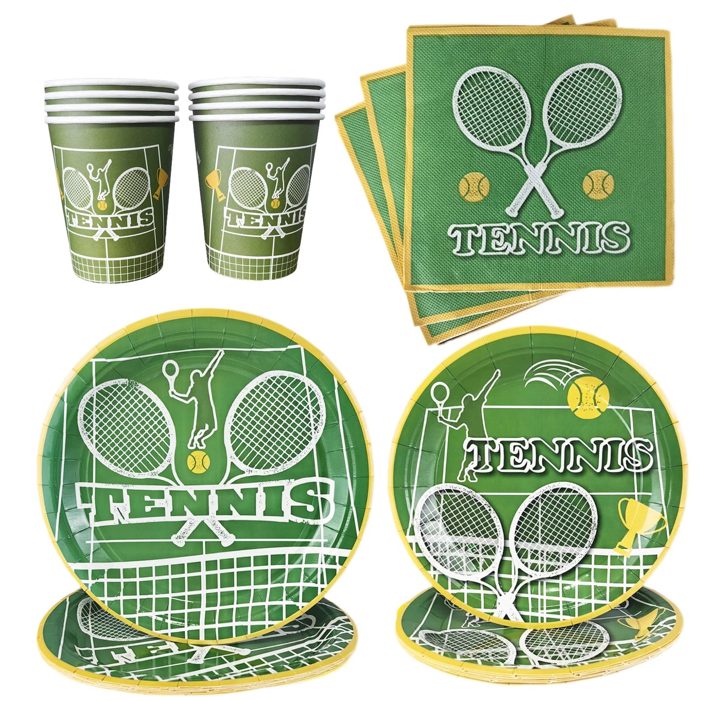 Tennis Party Supplies Paper Plate Napkin Cup Tableware for Boys Baby Shower Tennis Ball Sports Themed Party Birthday Decoration Good Vibrations
