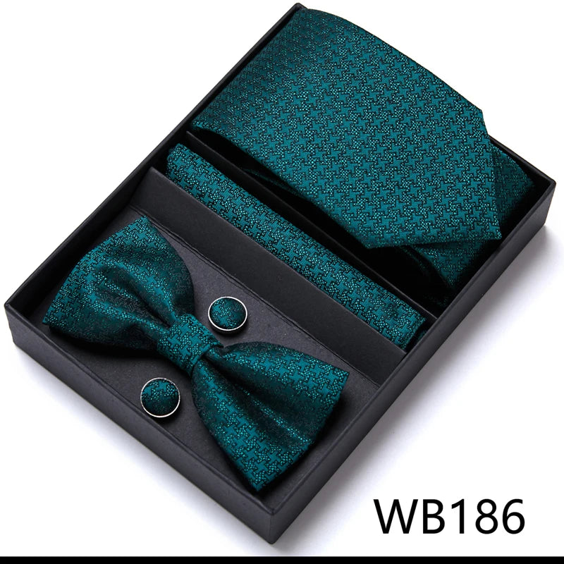 Tie For Men Formal Dress Tuxedo NeckTie Handkerchief Bow Tie Set PlaisyParty Groom Wedding Butterfly Bowtie In Box Good Vibrations