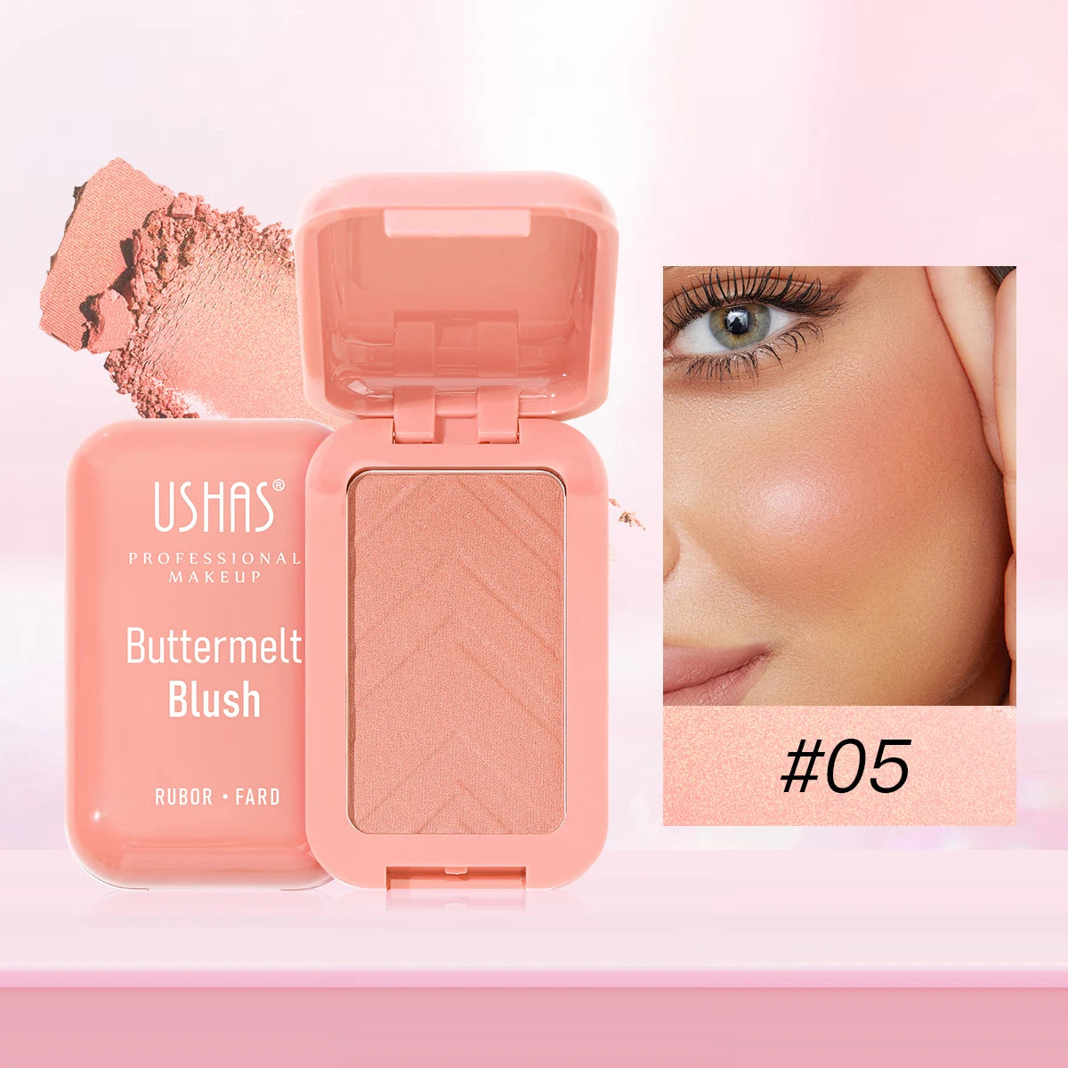 USAHS 7 Color Butter Blush Matte Long-Lasting Waterproof Blusher Natural Facial Contouring Cosmetics Good Vibrations