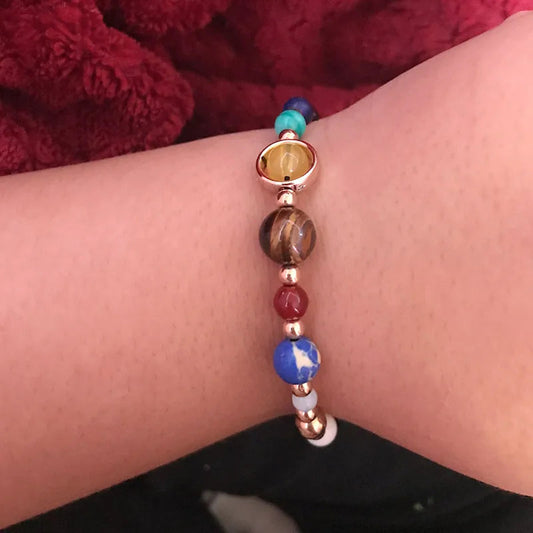 Cosmic Galaxy Solar System Bracelet for Women Men Natural Stone Star Beads Nine Planet Bracelet Adjustable Bangle Couple Jewelry Good Vibrations